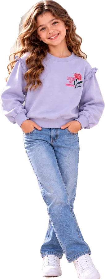 بلوزة ليلكي وجينز